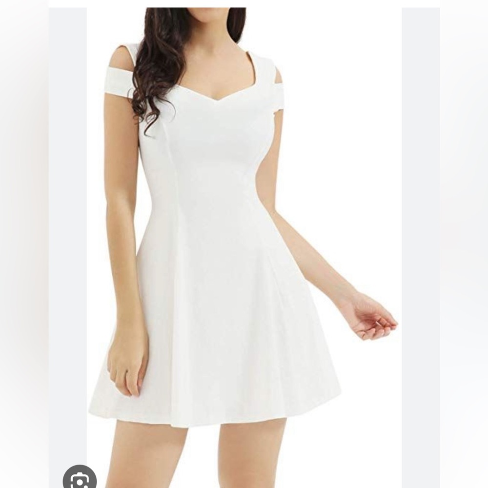 InsNova White Fit n Flare Cocktail Dress Bridal Shower Bachelorette Small